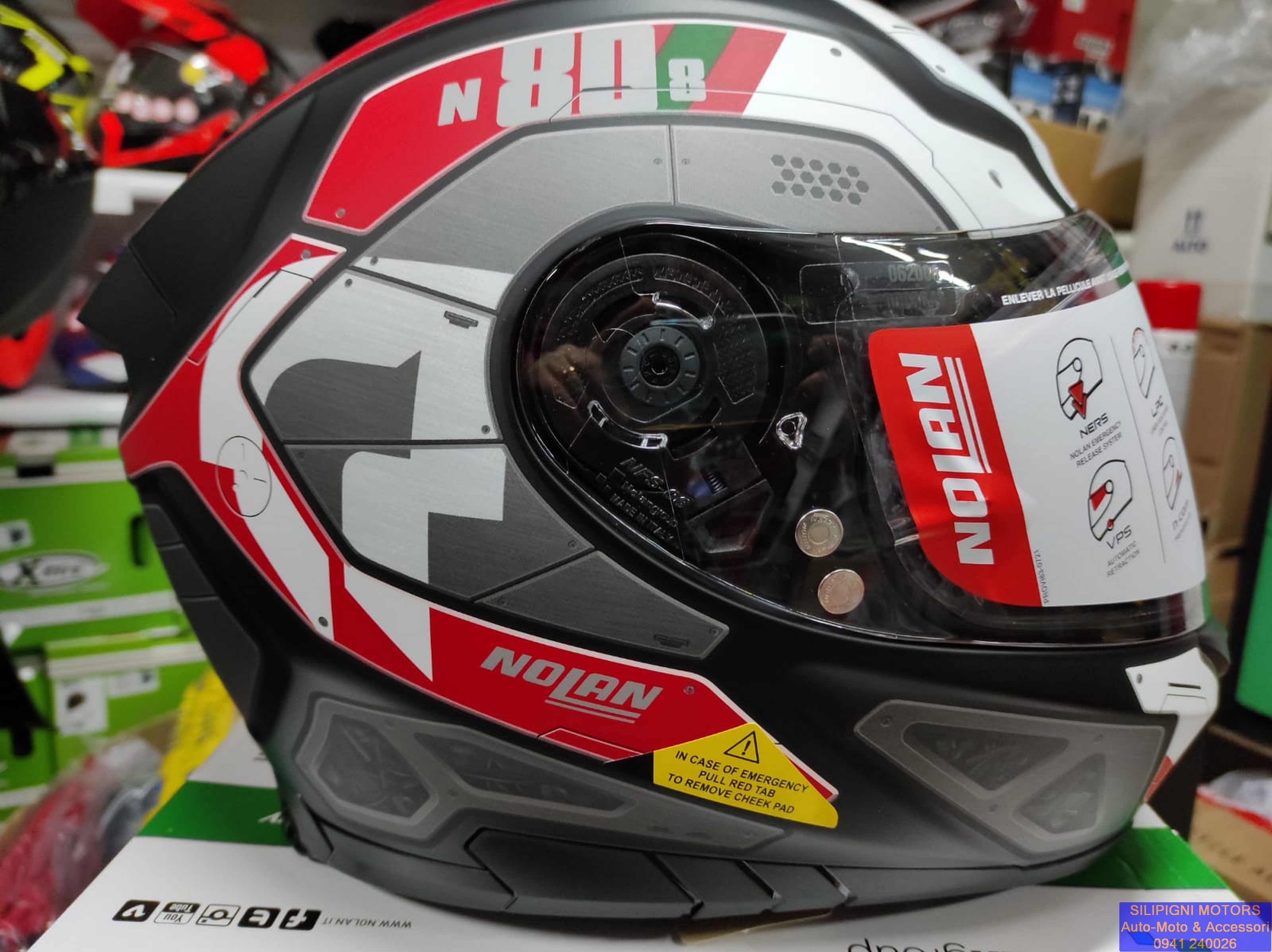 Casco Integrale Nolan N80-8 Wanted N-Com Bianco-Rosso-Nero - Prezzo minimo  garantito